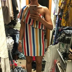 Striped one shoulder dress